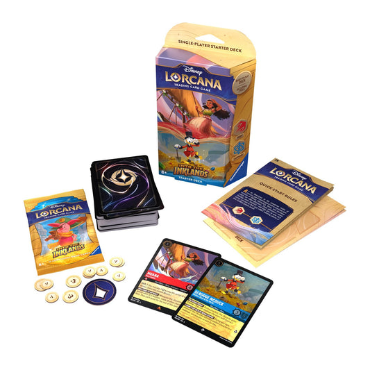 Disney Lorcana Into the Inklands Starter Deck em inglês, deck das tintas Ruby e Sapphire