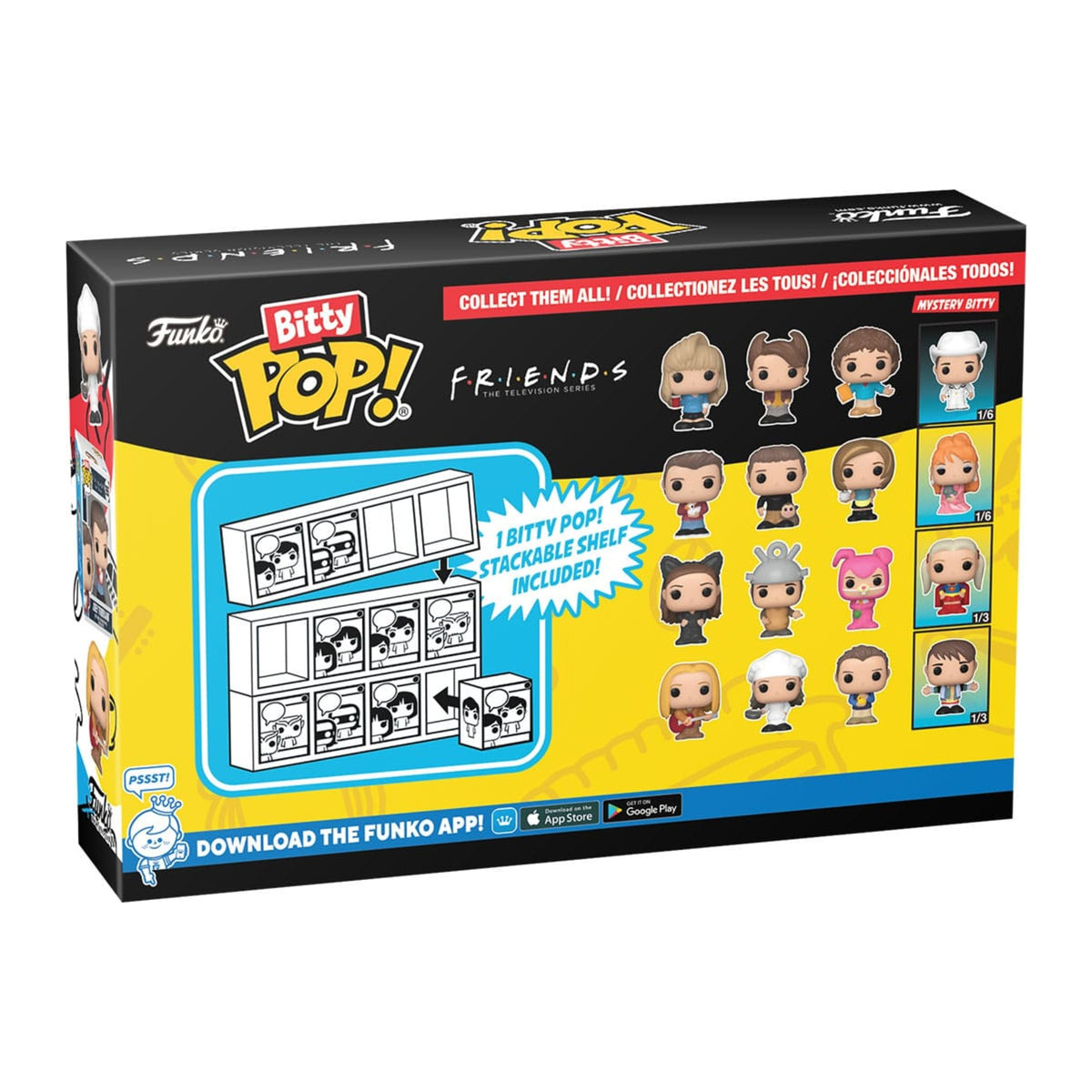 Figura Funko Friends Bitty POP! Vinyl Figure 4-Pack 80's Rachel 2,5 cm, verso da embalagem