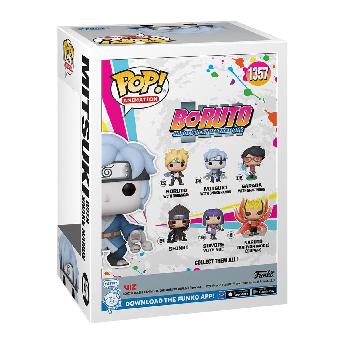 Figura Funko Boruto: Naruto Next Generations POP! Television Vinyl Figure Mitsuki w/ Snake Hands 9 cm, caixa em ângulo