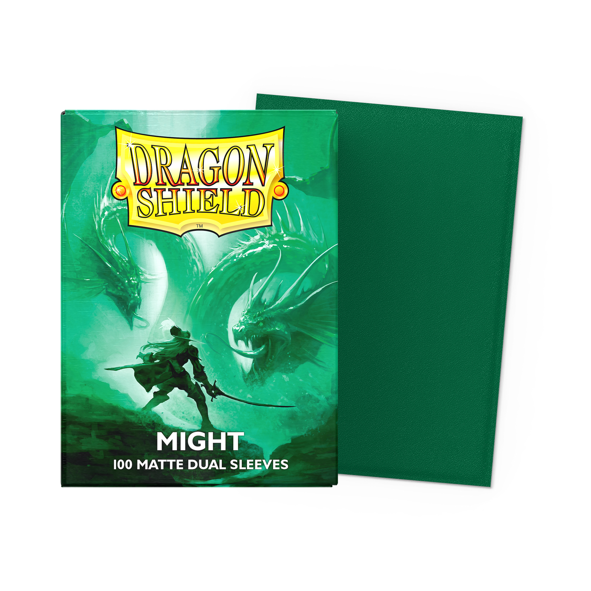 Fundas Standard 63 mm x 88 mm Dual Matte Might Verde (100 fundas) Dragon Shield