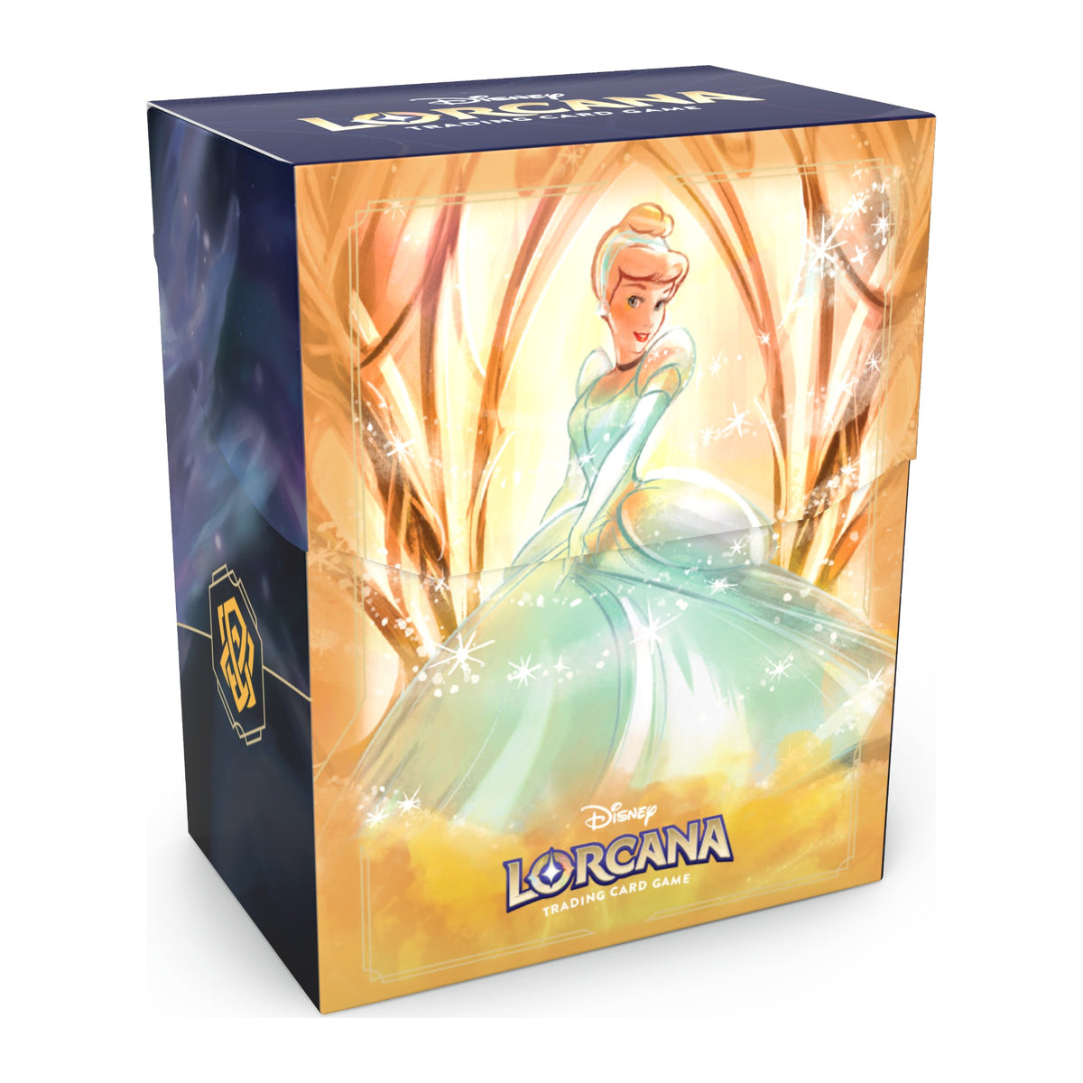 Disney Lorcana Archazia's Island Deck Box Cinderella Ballroom Sensation Enchanted em inglês, fora da embalagem, vista da esquerda