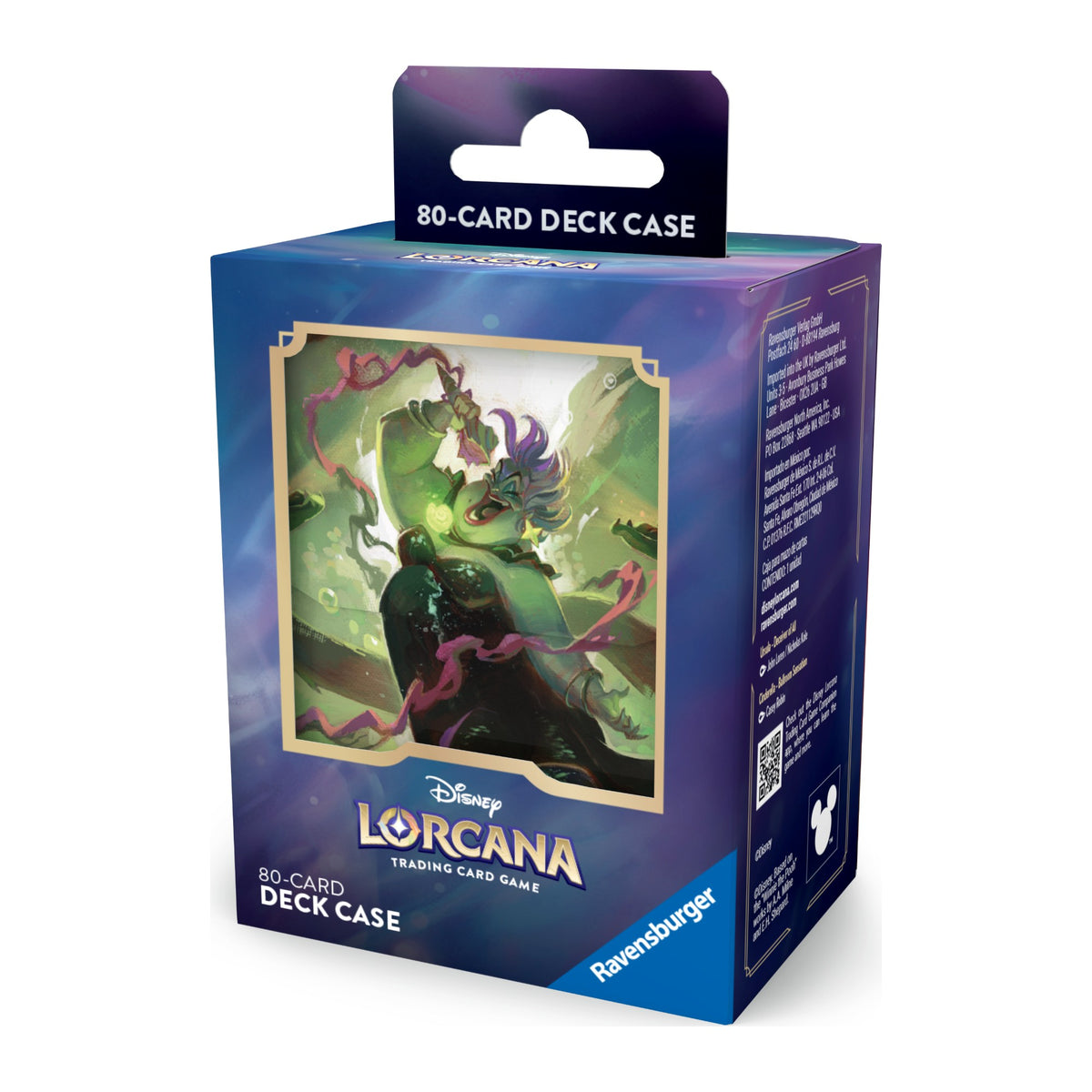 Disney Lorcana Archazia's Island Deck Box Ursula Deceiver of All Enchanted em inglês, na embalagem, vista da direita