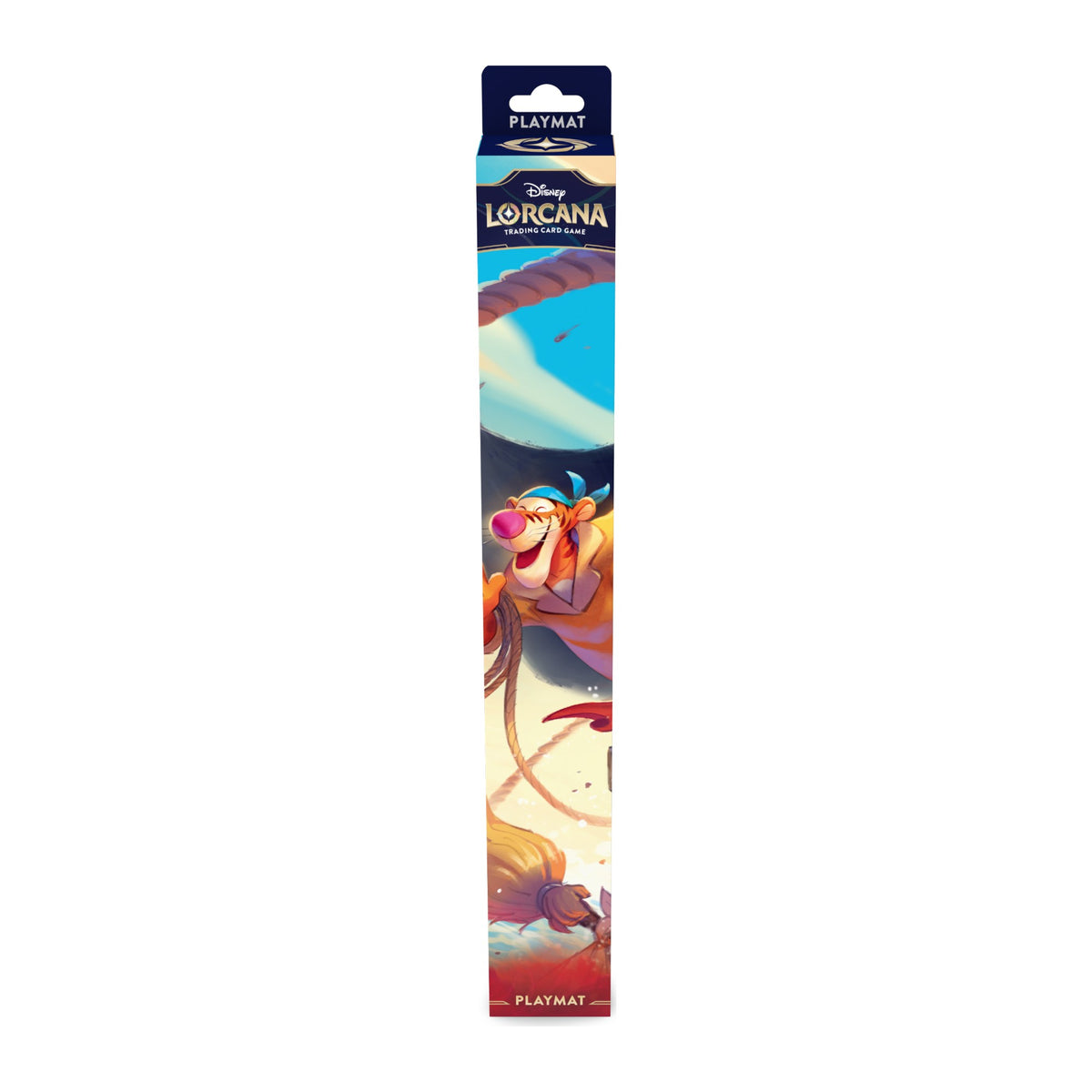 Disney Lorcana Archazia's Island Playmat, arte Tigger, embalagem em tubo de frente
