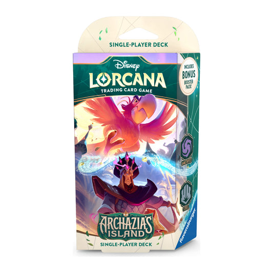 Disney Lorcana Archazia's Island Starter Deck em inglês, deck das tintas Amethyst e Steel