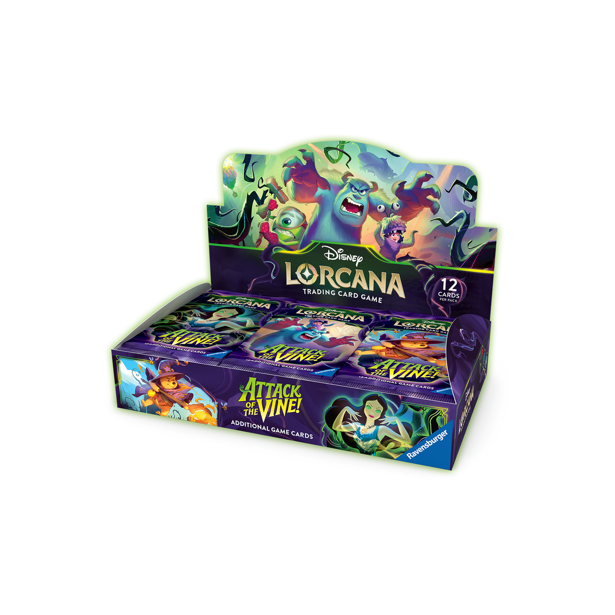 Disney Lorcana Attack of the Vine! Booster Display em inglês, caixa de 24 boosters