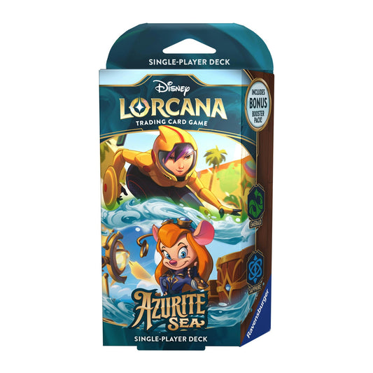 Disney Lorcana Azurite Sea Starter Deck em inglês, deck das tintas Emerald e Sapphire