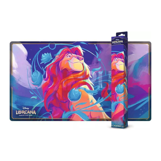 Disney Lorcana Fabled Playmat, arte Mufasa, Ruler of Pride Rock