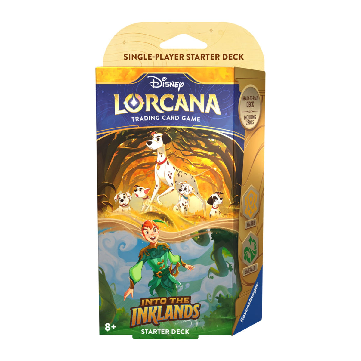 Disney Lorcana Into the Inklands Starter Deck em inglês, deck das tintas Amber e Emerald