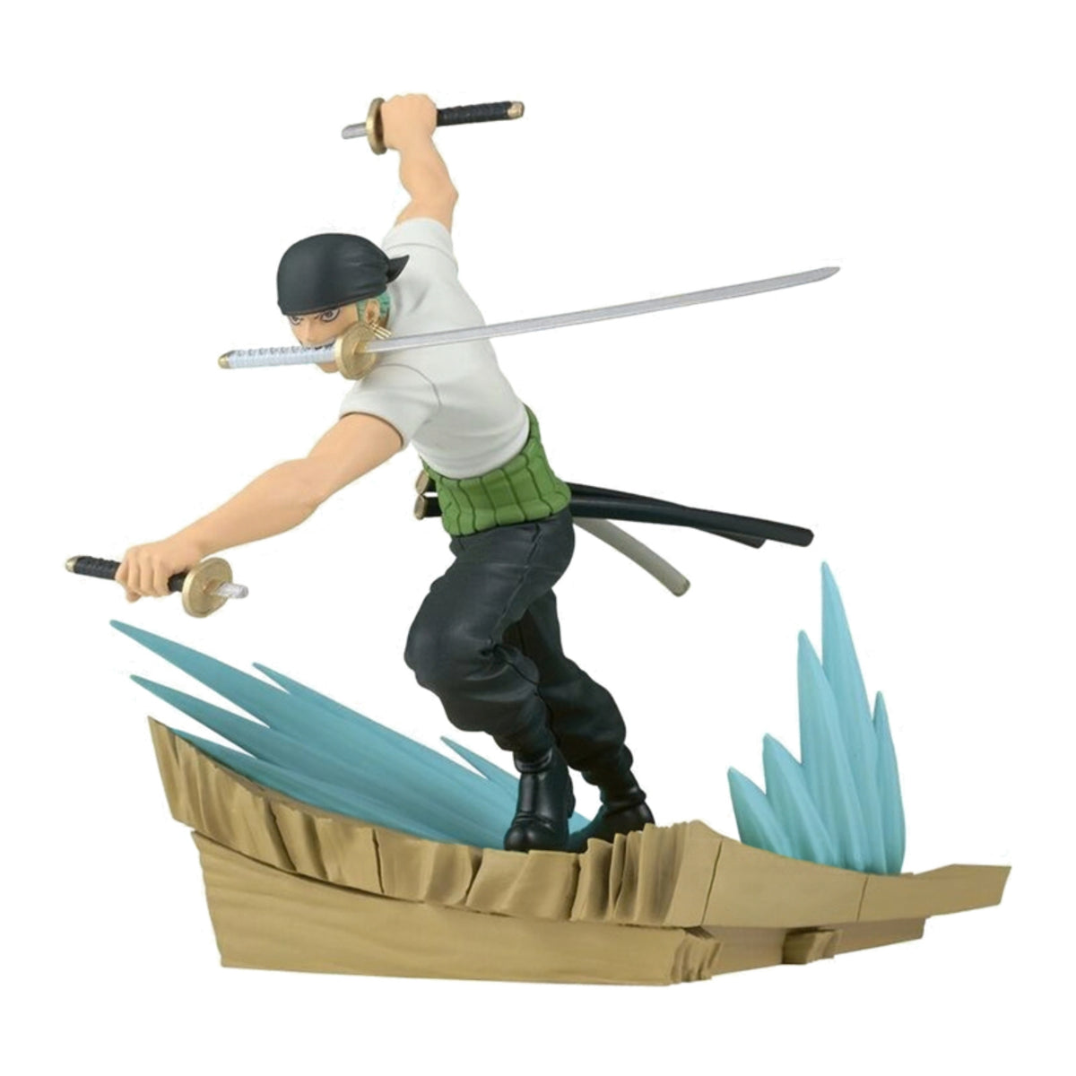 Figura Roronoa Zoro Senkozekkei 11 cm de One Piece, vista de frente com base