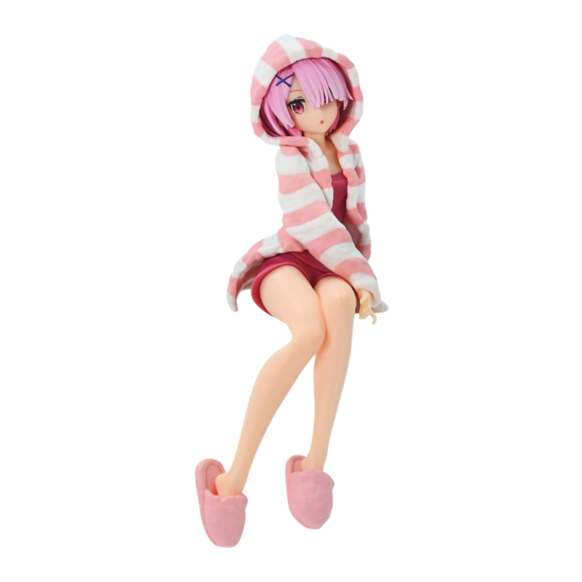 Figura Ram Noodle Stopper com roupa de casa 14 cm de Re:Zero, vista de frente