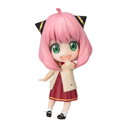 Figura Anya Forger Figuarts mini com roupa Odekeke 8 cm de Spy x Family, vista de frente com a mão junto à boca