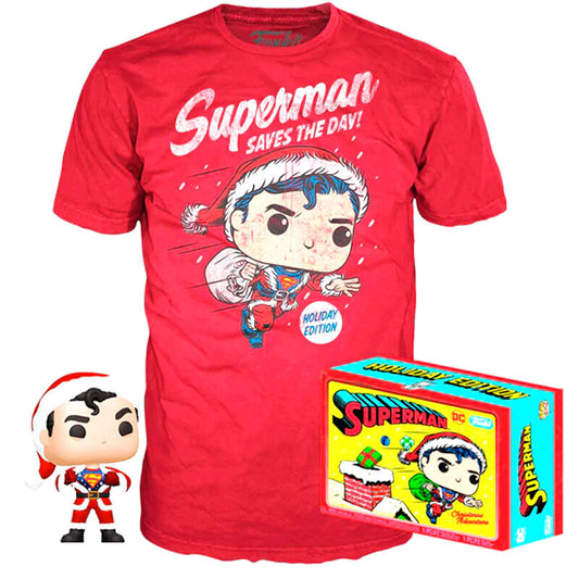 Set figure POP &amp; Tee Back DC Comics Superman Exclusive Flocked