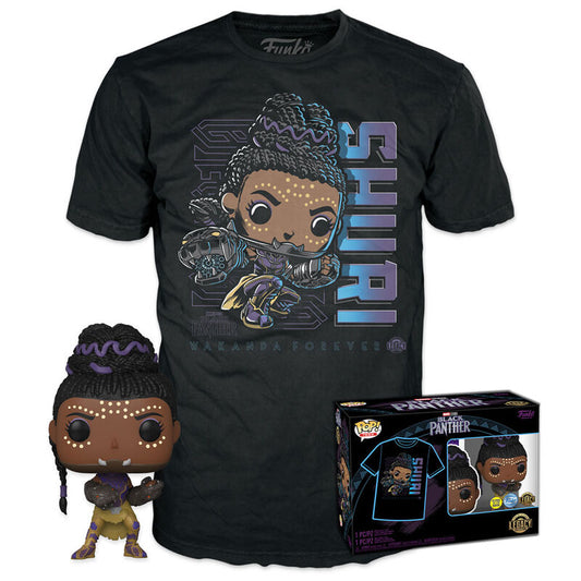 Set figure POP &amp; Tee Marvel Black Panther Shury Exclusive