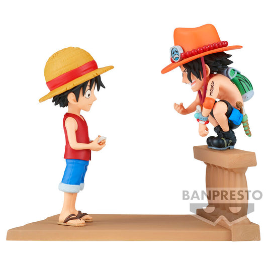 One Piece Monkey D Luffy &amp; Portgas D Ace World Collectable Log Stories figure 8cm