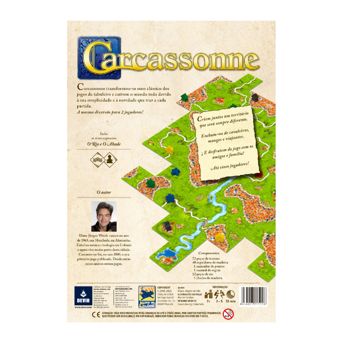 Jogo de tabuleiro Carcassonne, verso da caixa