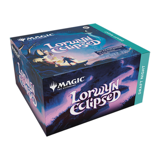 Magic: The Gathering Lorwyn Eclipsed Draft Night em inglês, caixa em ângulo