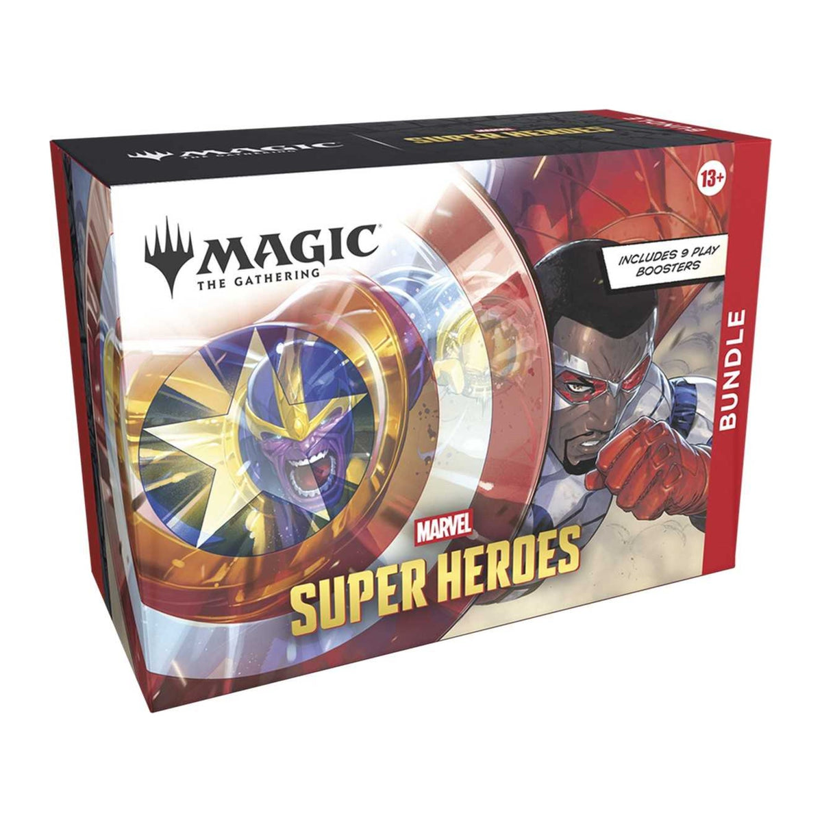 Magic: The Gathering Marvel Super Heroes Bundle em inglês, caixa vista pela esquerda