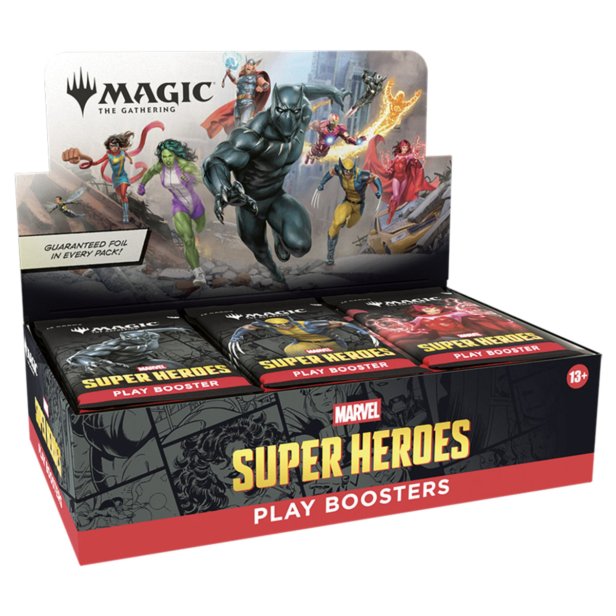 Magic: The Gathering Marvel Super Heroes Play Booster Display em inglês, caixa de 30 boosters