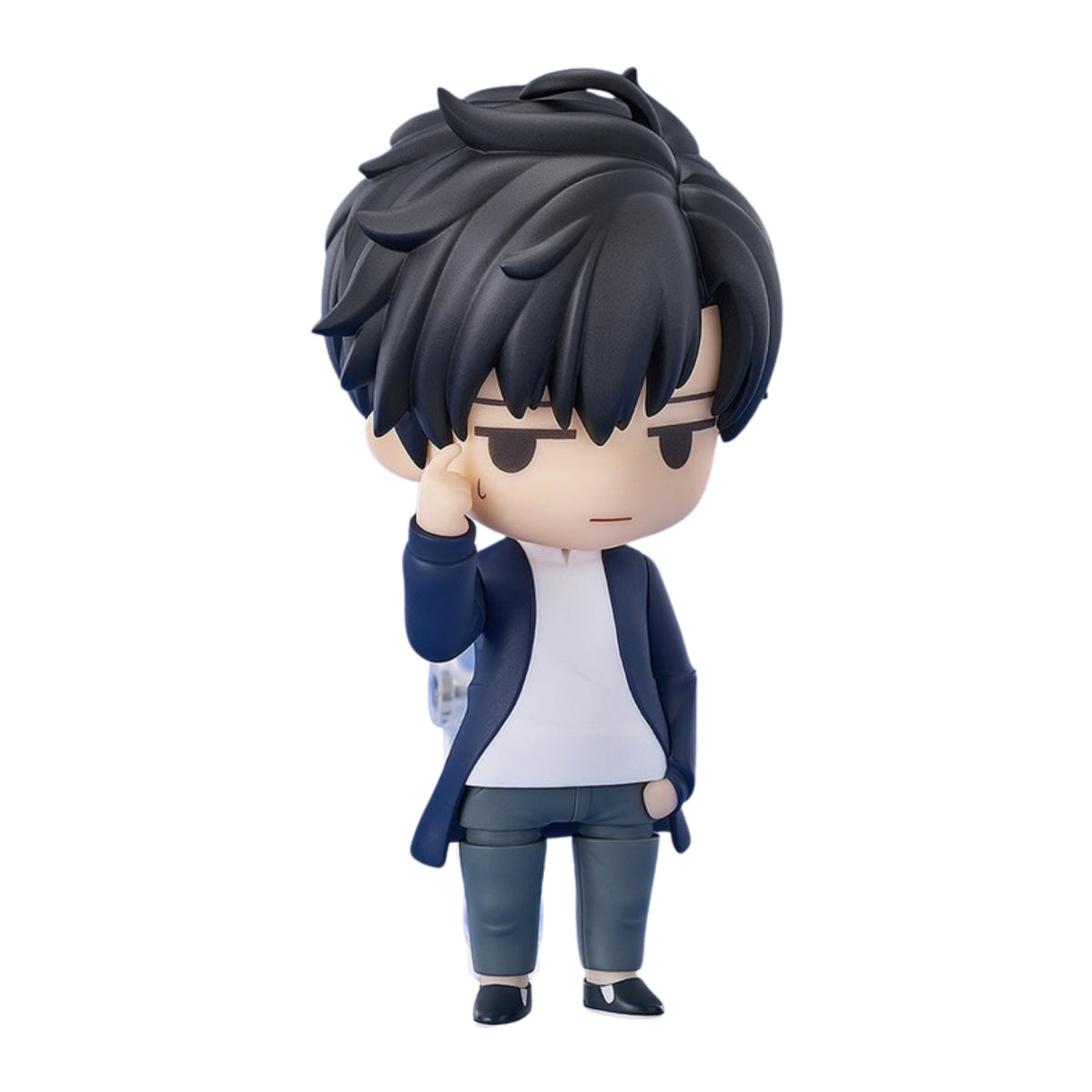 Figura Nendoroid Doll Sung Jinwoo 10 cm de Solo Leveling, com a mão junto ao rosto