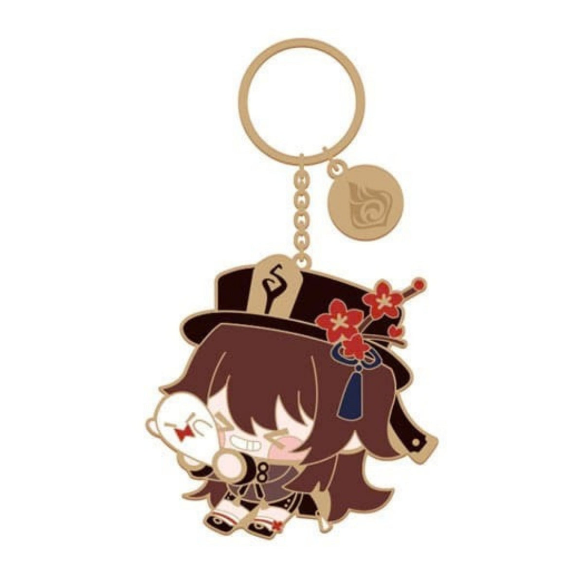 Porta-chaves metálico Genshin Impact Chara Metal Key Ring, personagem Hu Tao