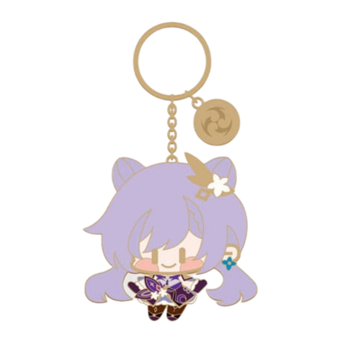 Porta-chaves metálico Genshin Impact Chara Metal Key Ring, personagem Keqing
