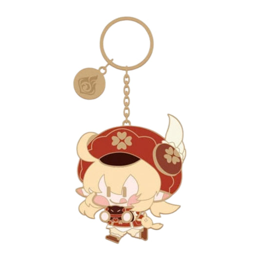 Porta-chaves metálico Genshin Impact Chara Metal Key Ring, personagem Klee