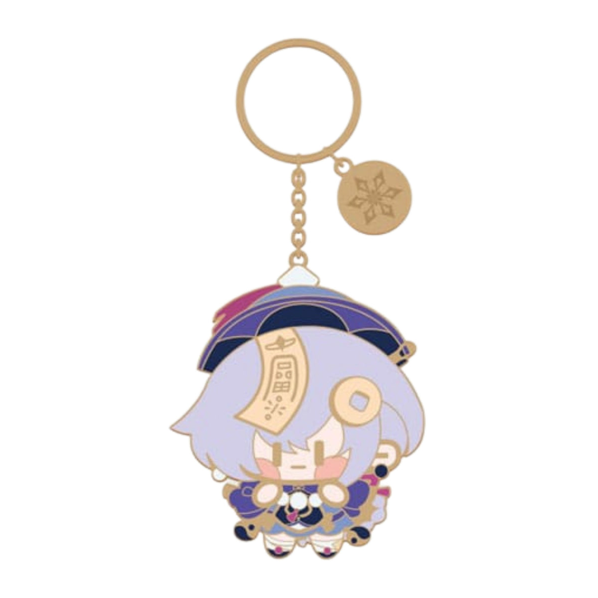 Porta-chaves metálico Genshin Impact Chara Metal Key Ring, personagem Qiqi