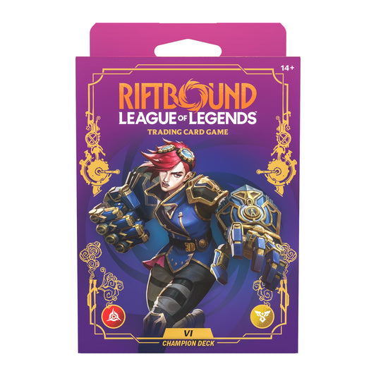 Riftbound Unleashed Champion Deck em inglês, deck do campeão Vi