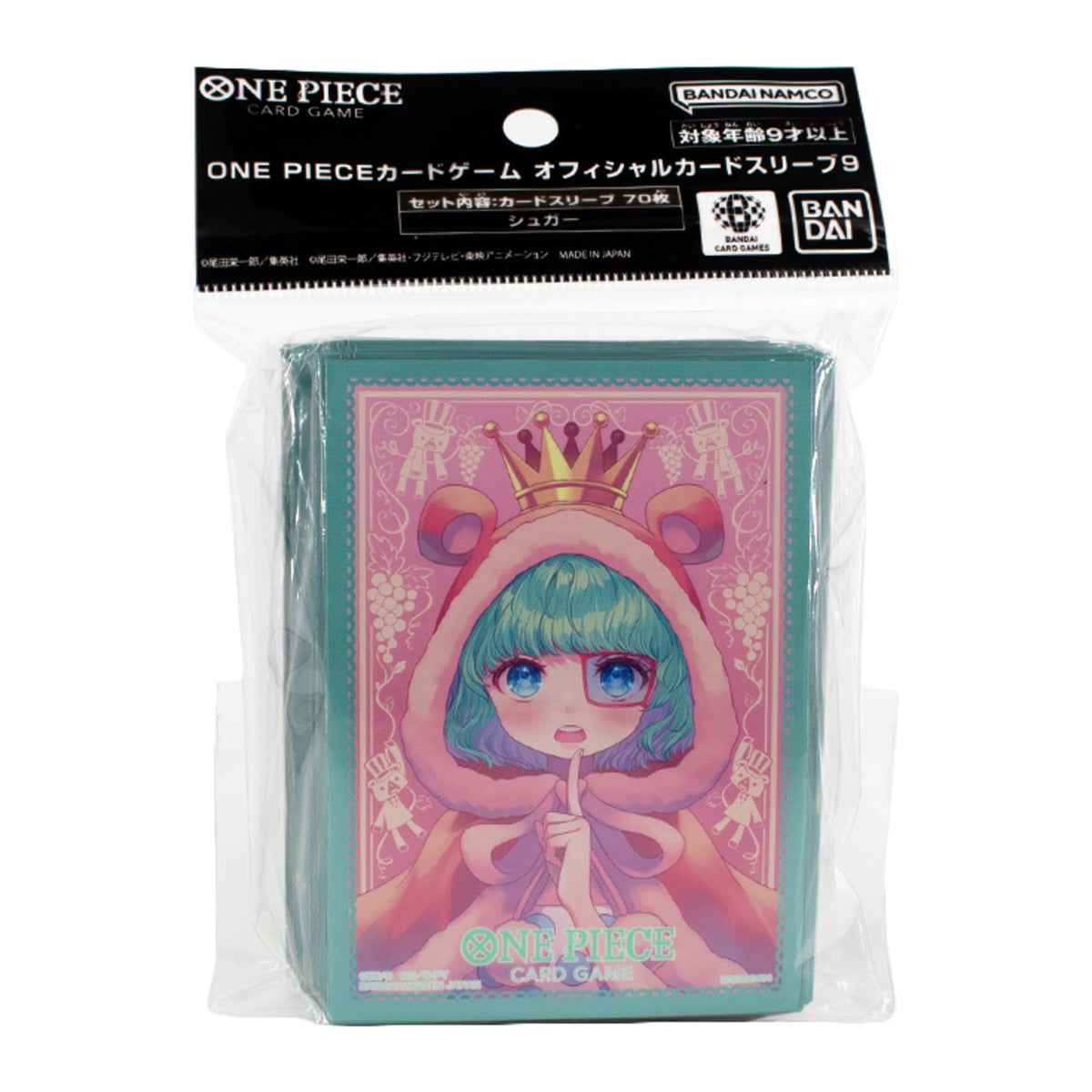 One Piece Card Game Official Sleeves Vol.9, design Sugar, na embalagem