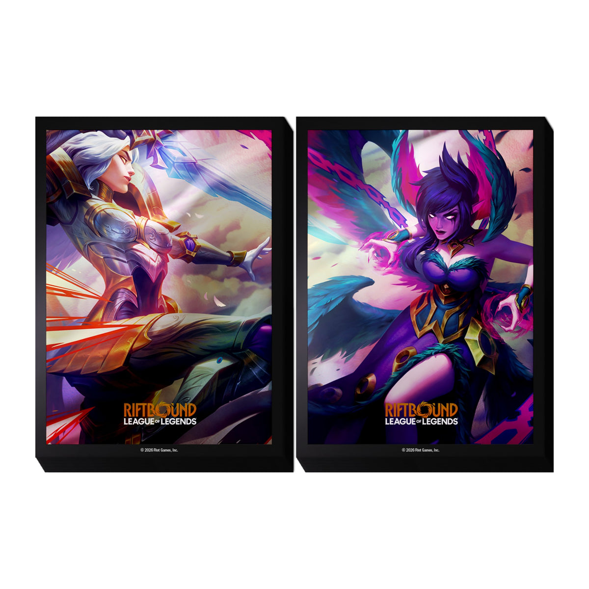 Riftbound Vendetta Art Sleeves, design Kayle vs Morgana