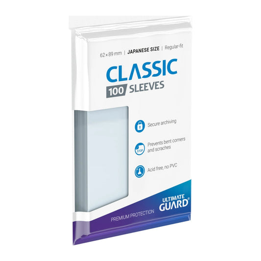 Ultimate Guard Classic Soft Sleeves Transparent (100), tamanho Japanese (62x89)