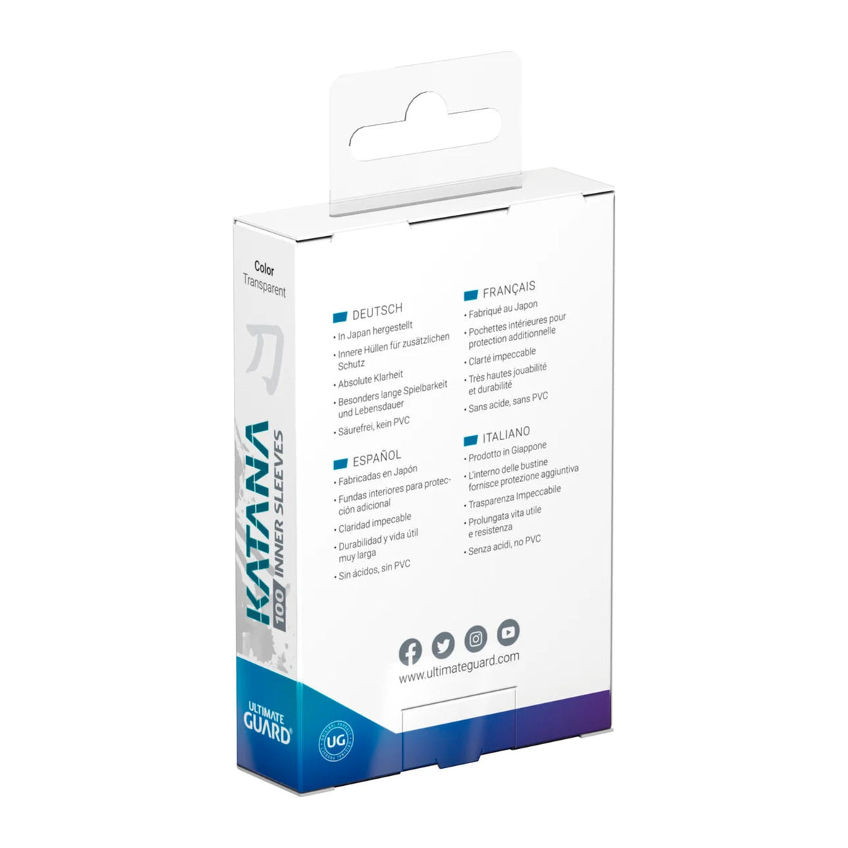 Ultimate Guard Katana Inner Sleeves Standard Size (100), verso da embalagem