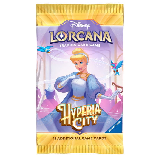 Booster Disney Lorcana Hyperia City em inglês, saqueta com a Cinderela