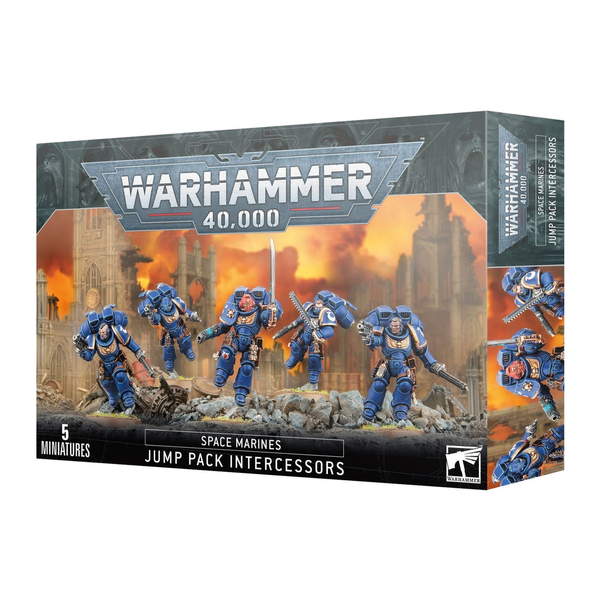 Caixa de miniaturas Warhammer 40.000: Space Marines Assault Intercessors with Jump Packs