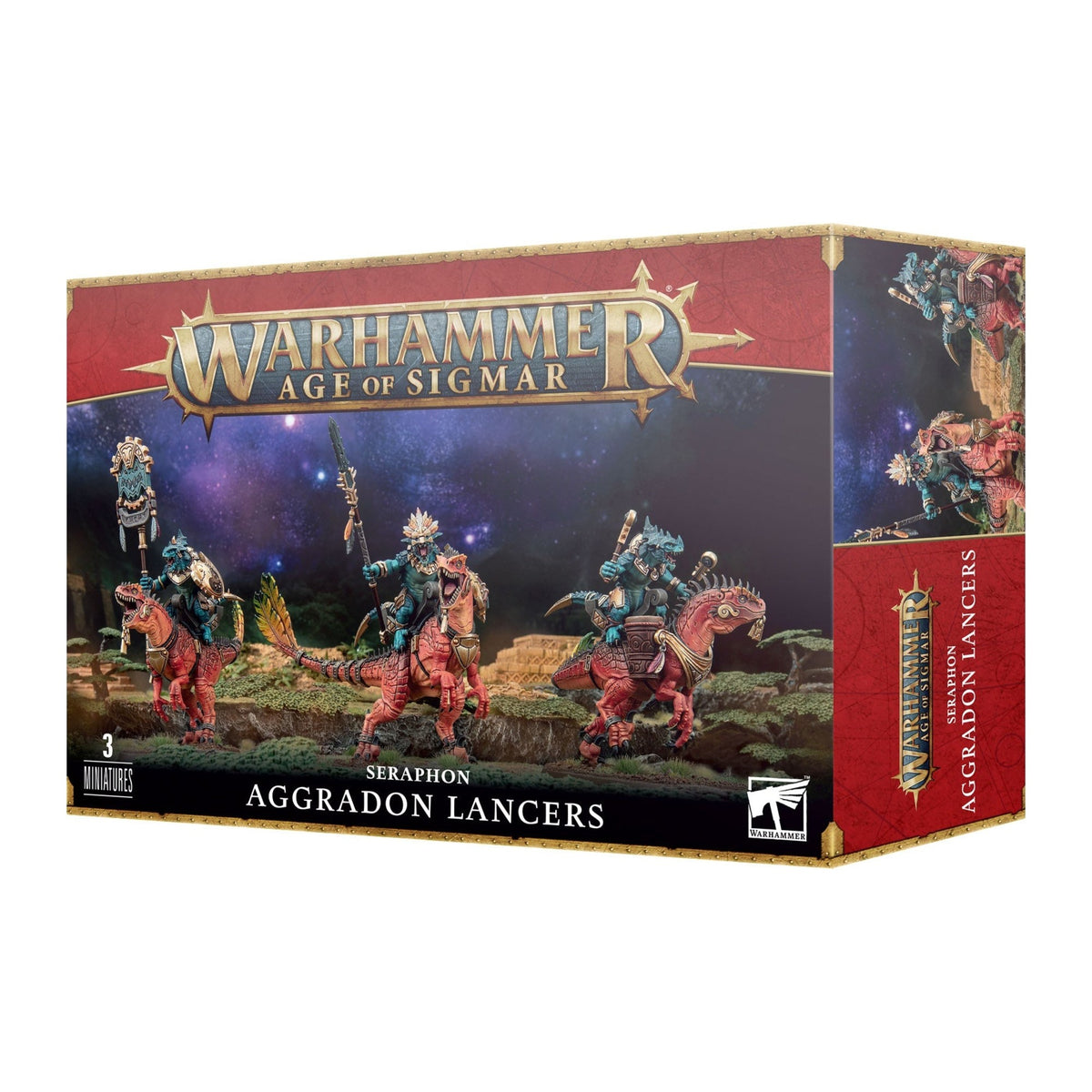 Caixa de miniaturas Warhammer Age of Sigmar: Seraphon Aggradon Lancers